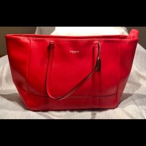 Authentic Coach Red Leather Tote
